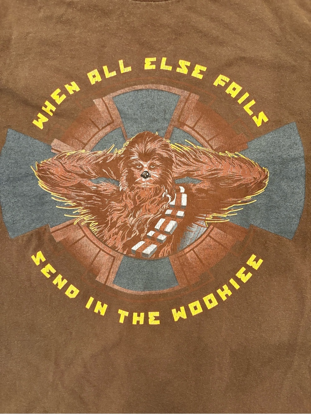 Star Wars Brown Tee with Yellow Accent Graphic-XL- Wookiee- sci fi-cosplay